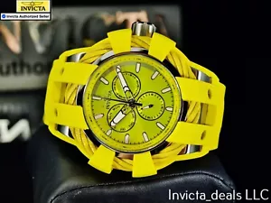 Invicta Men's 50mm BOLT Shock Chronograph YELLOW DIAL Triple Yellow Tone Watch - Picture 1 of 18