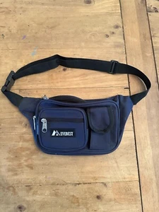 Everest Fanny Pack Unisex Dark Blue Adjustable Waist Strap Pouch Good Condition - Picture 1 of 6