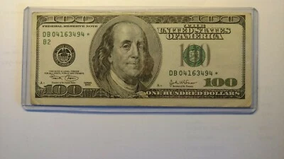 (1)  ONE HUNDRED DOLLAR *STAR NOTE* BILL..$100.00...older style Series 2003 - Image 1 of 4