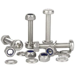 M2 M2.5 M3 A2 Stainless Steel Pozi Pan Head Machine Screws Nyloc Nuts & Washers - Picture 1 of 80