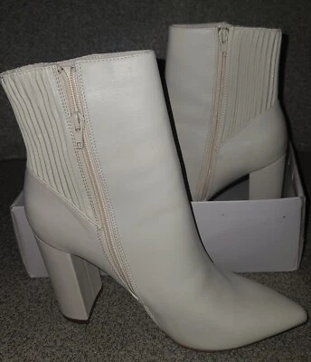 Womens Size 10 Shoes Qupid Pointed Toe Faux Vegan Leather Boot Bootie, Cream. - Image 1 of 4
