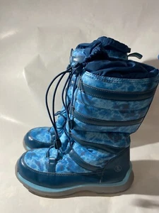 Lands End Kids Snow Boots Rain Water Proof Size 6 Youth Blue Tie dye - Picture 1 of 8