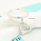 Tiffany & Co. Elsa Peretti Drop Open Heart Ring Size 4.25 Silver 925 w/Pouch