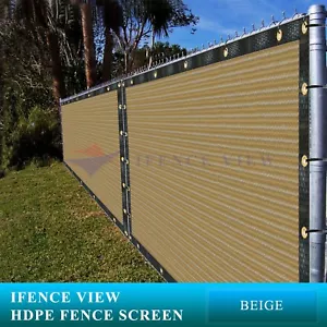 Ifenceview 10'x3'-10'x100' Beige Fence Privacy Screen Mesh Awning Canopy Patio - Picture 1 of 9