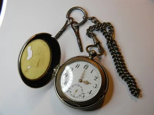 VINTAGE LOTUS KWKS 0800 SILVER 2-CASE POCKET WATCH - WARTBURG DRGM CASE - REPAIR - Picture 1 of 12