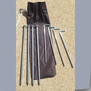 Coleman Set 4pc10" Steel Nail Stakes & 4pc 7" Metal Alloy Tent Peg Gazebo Canopy - Picture 1 of 3