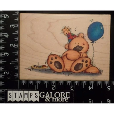 Whipper Snapper RUBBER STAMPS AY848 BIRTHDAY TEDDY BEAR PARTY BALLOON HAT #1381 - Image 1 of 2