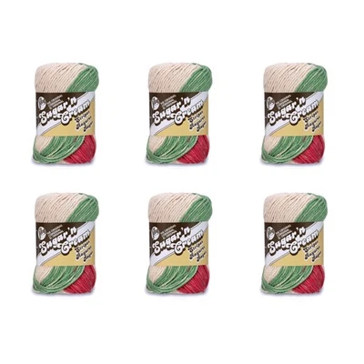 Lily Sugar n Cream 6 Pack Cotton Yarn Holiday Stripes for Knitting Crocheting