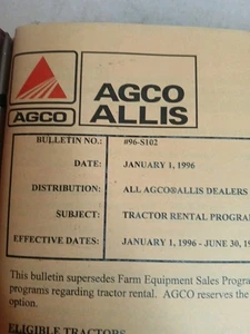 AGCO ALLIS GLEANER Händler Kewanee BINDER Bulletins Vorschauen Verkauf Teilekatalog - Bild 1 von 24