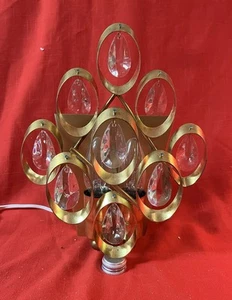 German Brass Wall Lamp, Sconce crystal pendants, glasses, art deco mid-century - Picture 1 of 18