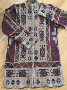 Vintage Norm Thompson Women's Long Southwestern Aztec Sweater Cardigan Medium - Picture 1 of 8
