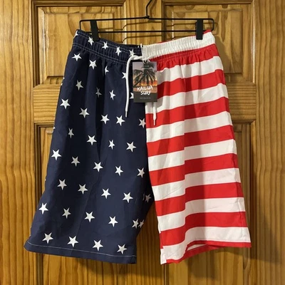 Bañador para hombre L | Kailua Surf NY Surf Club bandera americana nuevo con etiquetas secado rápido Foto 1 de 4