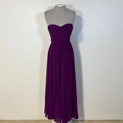 Vestido maxi feminino Aidan Mattox roxo vibrante formal sem alças tamanho 2 seda - Imagem 1 de 4