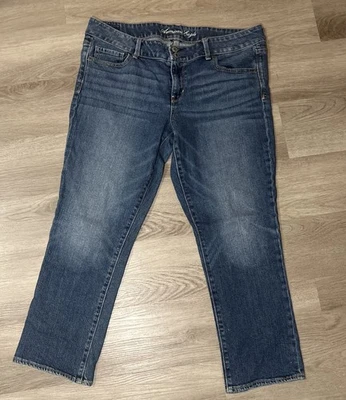 American Eagle Artist Crop Stretch Women’s Jeans Size 16 Reg Destroy Faded NEW - Image 1 of 4