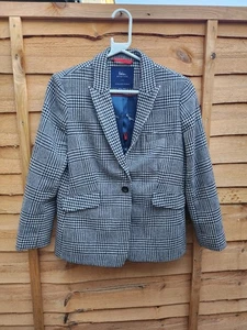 Boden Mallalieus Of Delph Grey Houndstooth British Tweed Blazer Wool UK 12P - Bild 1 von 6