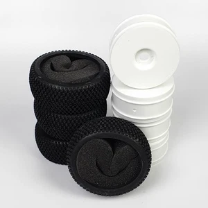 HOBAO Hyper VS 4pcs White Dish Wheels Tyres set 17mm hex foam inserts H90029 - Picture 1 of 3