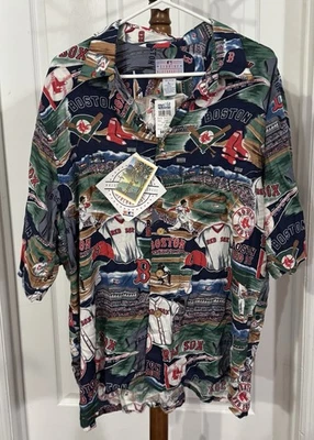 NEW w TAGS Genuine Merchandise Boston Red Sox MLB Baseball Hawaiian Shirt Size L - Image 1 of 4