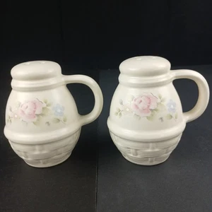 2 Pfaltzgraff Tea Rose piano cottura pepe shaker manico e cestello tessuto USA EUC - Foto 1 di 11