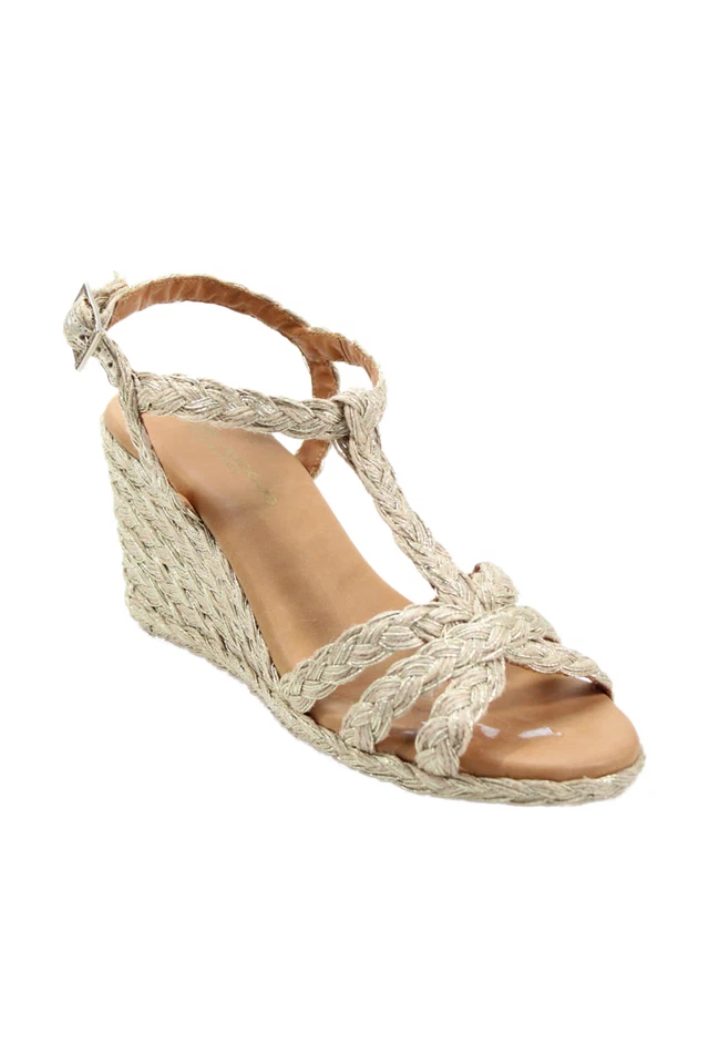 Andre Assous Mujer Madina Rafia Alpargata Cuña Tacones Dorado Talla 10 Foto 1 de 4