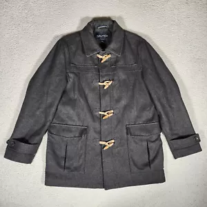 Nautica Wool Duffle Coat Men Large Full Zip Toggle Button Lined Charcoal Gray - Picture 1 of 19