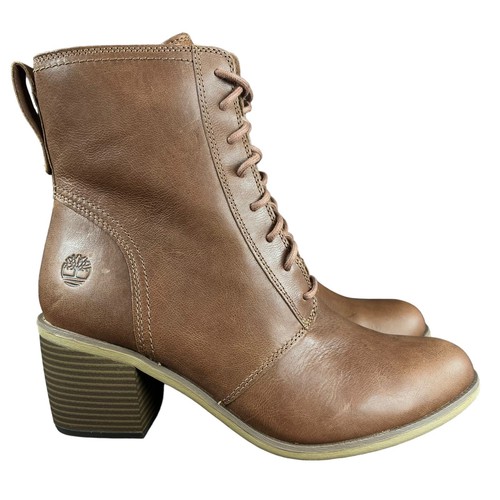 Stivali in pelle Timberland Brynlee Park marrone medio stringati tacco da donna taglia 9 5 M
