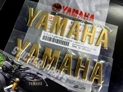 2X SET EMBLEM LOGO STICKER FOR YAMAHA FUEL TANK DECAL FAIRING GOLD 3D 28x120 MM. - Image 1 of 4