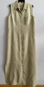 Saks Fifth Avenue Real Clothes Linen Dress Maxi Sleeveless Green Cottagecore M - Picture 1 of 5
