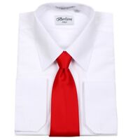 Berlioni Men's Business Standard Cuff Dress Shirt Tie Set Charcoal Lavender