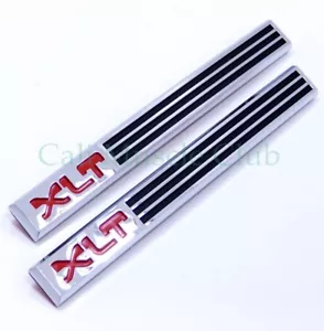 87-91 F-150 F-250 F-350 XLT 2pc Fender Emblem Nameplate Badge Side Pickup - Picture 1 of 2