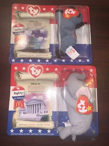 Election Time Ty Beanie Babys Lefty Donkey Righty Elefant McDonalds Set Plüsch - Bild 1 von 8