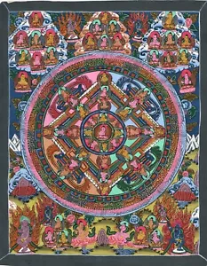 Nepalesisches Thangka Gemälde von Lord Buddha Life Circle Kunst auf Tuch 11,5 x 14,5 Zoll - Bild 1 von 5