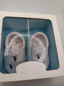 POLO RALPH LAUREN Baby BAL HARBOUR REPEAT Logo Shoes in Box Size 2 - Picture 1 of 4