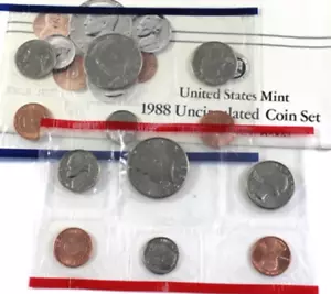 1988 United States US Six Coins Uncirculated Proof-Like P & D Mint Set. UNC - Picture 1 of 1