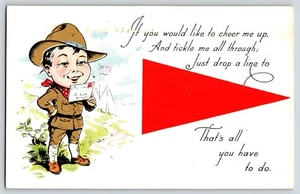 Postcard WWI Doughboy Home Town Series Pennant Banner Flag - Picture 1 of 3