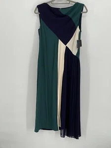 Nic + Zoe Midi Dress Women's Size 4 Colorblock Green Blue Sleeveless - Picture 1 of 12