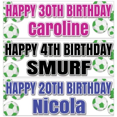 2 персонализированных баннера на день рождения футбольные мячи детская комната дети мальчик вечеринка плакат - Изображение 1 из 2