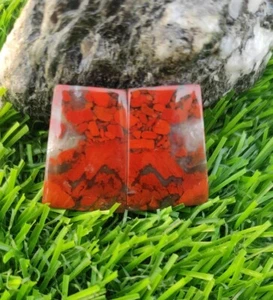 28.00 Cts Red Jasper Loose Gemstone Fancy Cabochon Pair Natural 23X17X3.5 MM - Picture 1 of 6