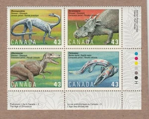 PREHISTORIC LIFE = DINOSAURS = Canada 1993 #1498a LR Block of 4 MNH - Picture 1 of 1