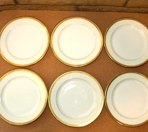 Set Lot of 6 Limoges France Porcelain Gold Band Trim Salad Plates Dishes 7.5" - Foto 1 di 12