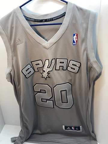 San Antonio Spurs Adidas Jersey Men XL +2 Sewn Manu Ginobili Gray On Gray Rare!! Cover