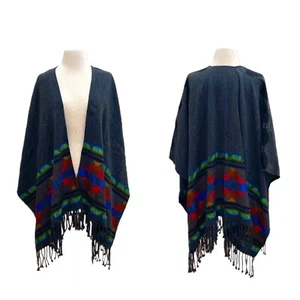 Colorful Bohemian Ethnic Southwestern Alpaca Blend Serape Aztec Wrap Blanket OS - Picture 1 of 10