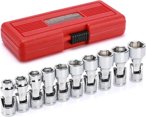 10PCS 3/8" Drive Universal Joint Socket Set, 6 Point, Metric Universal Flex Sock - Bild 1 von 12