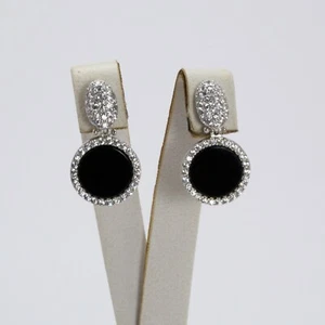 ORECCHINI IN ARGENTO 925 CON ZIRCONI E DISCHI IN ONICE AGHT 0701 - Foto 1 di 3