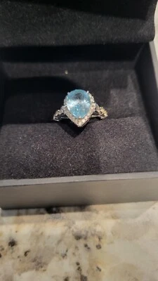 Womans ring size 6 Le Vian Blue Topaz stone 14k Vanilla Gold  - Image 1 of 4