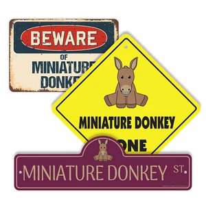 Miniature Donkey (3 Pack) Plastic Street Sign Crossing Warning Vintage Rustic - Picture 1 of 12