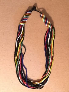 Multi Color 15 Strand African Seed Bead 20” Layered Ethnic Necklace Black - Picture 1 of 4