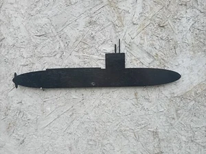 2x Black Coated Wood Silhouette Submarine Figures to Wall Mount 15" / 38cm Long. - Picture 1 of 1