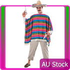 Mens Rubies Spanish Mexican Poncho Serape Halloween Costume Hat Fancy Dress