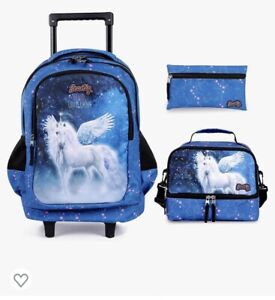 Seastig Unicorn Rolling Backpack With Lunch Bag and Pencil Case