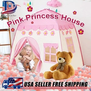 Pink Princess Castle Play Tent Kids Girls Playhouse fr Indoor Outdoor Game House - Picture 1 of 11